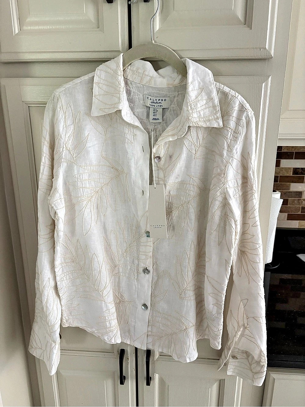 Calypso St. Barth Linen Button Down Shirt White Small NWT